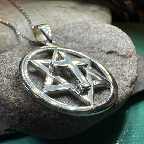 Load image into Gallery viewer, Star of David Cross Necklace, Cross Jewelry, Israel Support Gift, Anniversary Gift, Christian Gift, Religious Jewelry, Jewish Star Cross