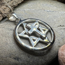 Load image into Gallery viewer, Star of David Cross Necklace, Cross Jewelry, Israel Support Gift, Anniversary Gift, Christian Gift, Religious Jewelry, Jewish Star Cross