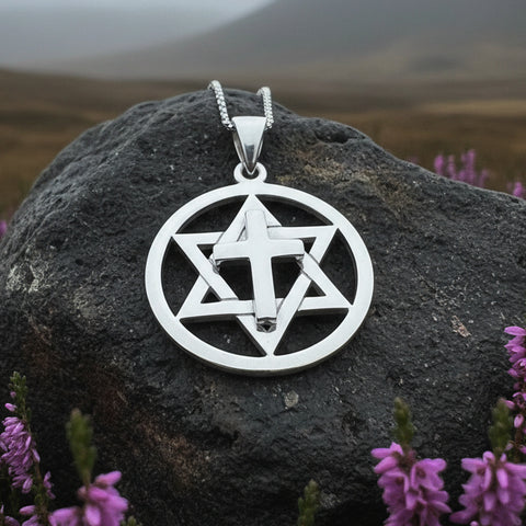 Load image into Gallery viewer, Star of David Cross Necklace, Cross Jewelry, Israel Support Gift, Anniversary Gift, Christian Gift, Religious Jewelry, Jewish Star Cross