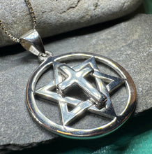 Load image into Gallery viewer, Star of David Cross Necklace, Cross Jewelry, Israel Support Gift, Anniversary Gift, Christian Gift, Religious Jewelry, Jewish Star Cross
