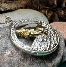 Load image into Gallery viewer, Great White Shark Necklace, Men's Beach Jewelry, Ocean Pendant, Surfer Gift, Fish Jewelry, Gold Jewelry, Large Silver Pendant, Nautical Gift