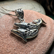Load image into Gallery viewer, Dolphin Necklace, Celtic Jewelry, Irish Jewerly, Celtic Knot Jewelry, Beach Jewelry, Fish Necklace, Nautical Jewelry, Sea Jewelry, Mom Gift