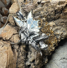 Load image into Gallery viewer, Fairy Necklace, Celtic Jewelry, Mushroom Pendant, Anniversary Gift, Irish Jewelry, Pixie Jewelry, Wife Gift, Fantasy Gift, Silver Butterfly