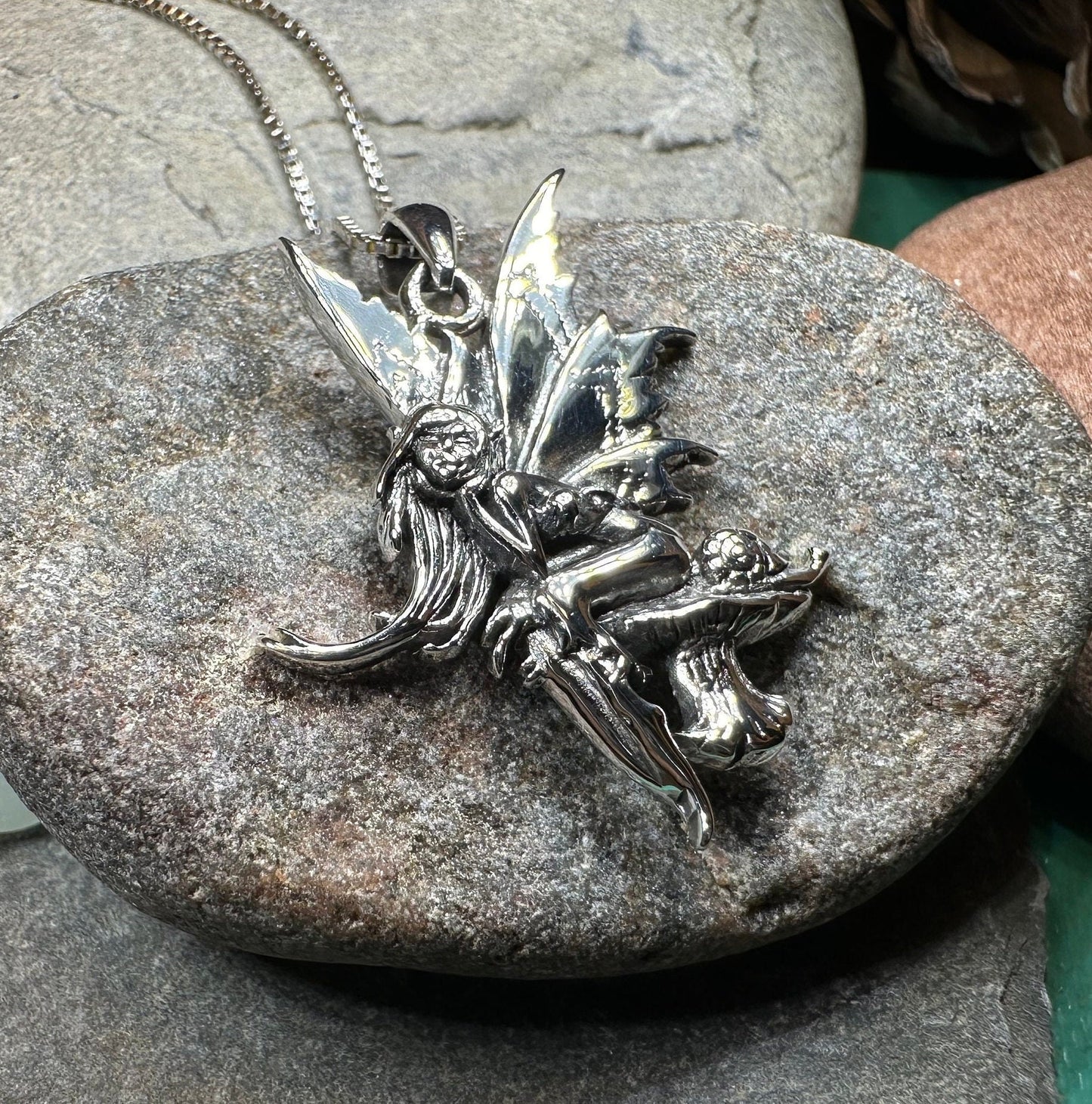 Toadstool Fairy Necklace in Sterling Silver — view 10