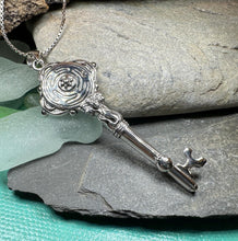 Load image into Gallery viewer, Hecate Key Necklace, Irish Jewelry, Celtic Jewelry, Pagan Gift, Key Pendant, Wiccan Jewelry, Celtic Knot Jewelry, Witch Gift, Gothic Jewelry