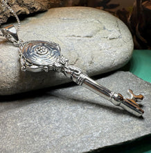 Load image into Gallery viewer, Hecate Key Necklace, Irish Jewelry, Celtic Jewelry, Pagan Gift, Key Pendant, Wiccan Jewelry, Celtic Knot Jewelry, Witch Gift, Gothic Jewelry