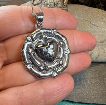 Load image into Gallery viewer, Celtic Cross Necklace, Rose Cross Pendant, Rosy Cross Jewelry, Scotland Jewelry, Large Ladies Cross, Medieval Cross, Religious Jewelry