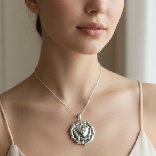 Celtic Cross Necklace, Rose Cross Pendant, Rosy Cross Jewelry, Scotland Jewelry, Large Ladies Cross, Medieval Cross, Religious Jewelry