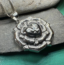 Load image into Gallery viewer, Celtic Cross Necklace, Rose Cross Pendant, Rosy Cross Jewelry, Scotland Jewelry, Large Ladies Cross, Medieval Cross, Religious Jewelry