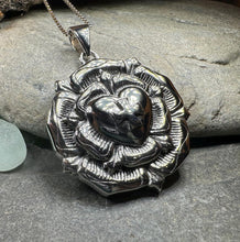 Load image into Gallery viewer, Celtic Cross Necklace, Rose Cross Pendant, Rosy Cross Jewelry, Scotland Jewelry, Large Ladies Cross, Medieval Cross, Religious Jewelry