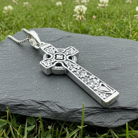Load image into Gallery viewer, Celtic Cross Necklace, Irish Jewelry, Harp Pendant, Ireland Cross Pendant, Shamrock Jewelry, First Communion Gift, Girls Confirmation Gift
