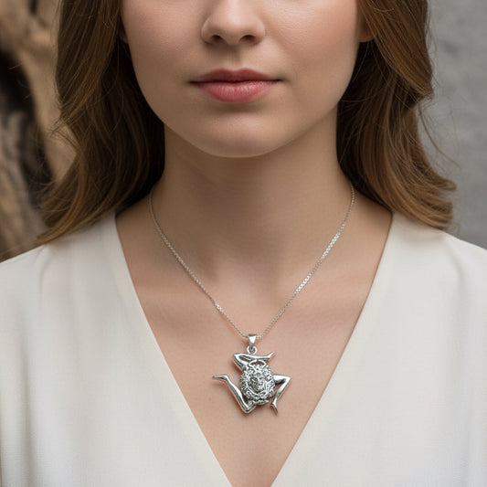 Trinacria Necklace, Italian Triskelion Pendant, Mystical Jewelry, Sicilian Symbol, Pagan Pendant, Sicily Gift, Medusa Pendant