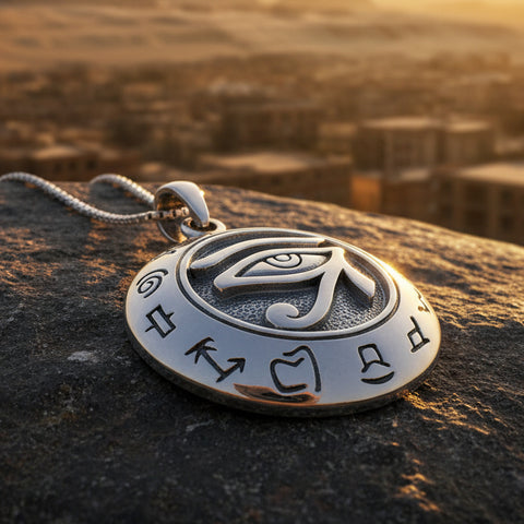 Load image into Gallery viewer, Eye of Horus Necklace, Egyptian Eye Pendant, Mystical Amulet, Egyptian Symbol, Pagan Jewelry, Cancer Survivor Gift, Recovery Gift