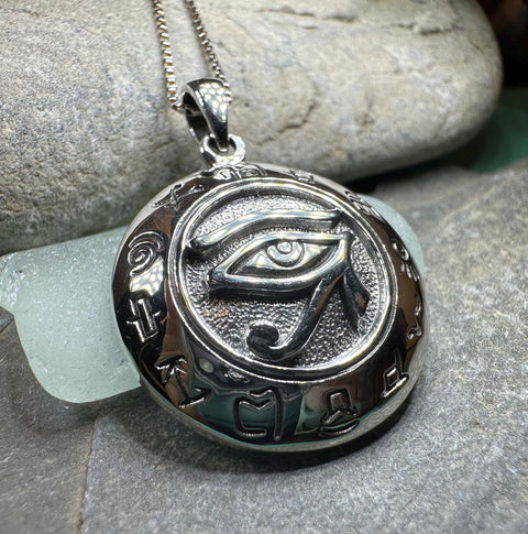 Load image into Gallery viewer, Eye of Horus Necklace, Egyptian Eye Pendant, Mystical Amulet, Egyptian Symbol, Pagan Jewelry, Cancer Survivor Gift, Recovery Gift