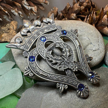 Load image into Gallery viewer, Luckenbooth Brooch, Scotland Jewelry, Fly Plaid Pin, Large Tartan Pin, Friendship Gift, Bridal Brooch, Anniversary Gift, Scottish Bride Pin