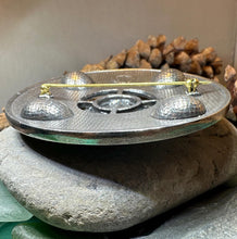 Load image into Gallery viewer, Claddagh Brooch, Celtic Shamrock Jewelry, Large Irish Pin, Clover Brooch, Ireland Brooch, Claddagh Tartan Pin, Bagpiper Gift, Mens Plaid Pin