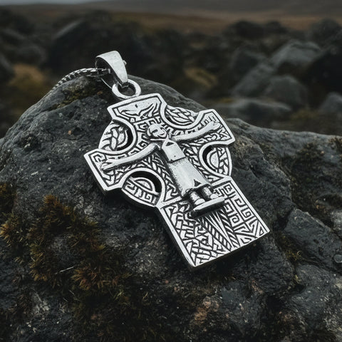 Load image into Gallery viewer, Celtic Cross Necklace, Crucifix Pendant, Celtic Jewelry, Anniversary Gift, First Communion Gift, Scottish Cross, Religious Jewelry, Ireland