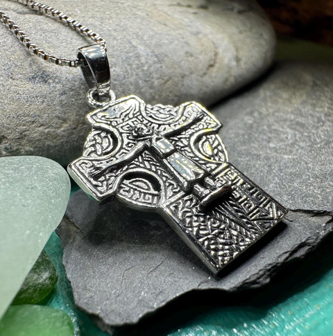 Load image into Gallery viewer, Celtic Cross Necklace, Crucifix Pendant, Celtic Jewelry, Anniversary Gift, First Communion Gift, Scottish Cross, Religious Jewelry, Ireland
