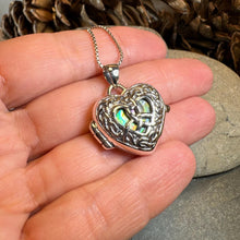 Load image into Gallery viewer, Trinity Knot Locket Necklace, Celtic Heart Pendant, Irish Jewerly, Celtic Jewelry, Anniversary Gift, Locket Necklace, Wiccan Jewelry