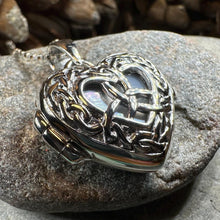 Load image into Gallery viewer, Trinity Knot Locket Necklace, Celtic Heart Pendant, Irish Jewerly, Celtic Jewelry, Anniversary Gift, Locket Necklace, Wiccan Jewelry
