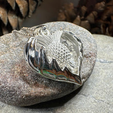 Load image into Gallery viewer, Thistle Necklace, Scottish Pendant, Silver Scotland Jewelry, Outlander Jewelry, Wife Gift, Friendship Gift, Nature Jewelry, Anniversary Gift