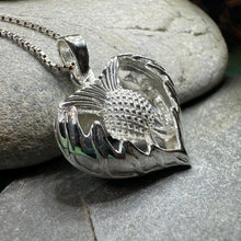Load image into Gallery viewer, Thistle Necklace, Scottish Pendant, Silver Scotland Jewelry, Outlander Jewelry, Wife Gift, Friendship Gift, Nature Jewelry, Anniversary Gift