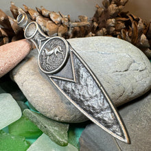 Load image into Gallery viewer, Celtic Horse Kilt Pin, Scottish Jewelry, Celtic Kilt Pin, Tartan Pin, Cape Pin, Bagpiper Gift, Scotland Pin, Celtic Pin, Viking Jewelry