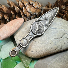 Load image into Gallery viewer, Celtic Horse Kilt Pin, Scottish Jewelry, Celtic Kilt Pin, Tartan Pin, Cape Pin, Bagpiper Gift, Scotland Pin, Celtic Pin, Viking Jewelry