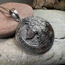Load image into Gallery viewer, Wolf Necklace, Celtic Jewelry, Norse Pendant, Pagan Viking Jewelry, Celtic Knot Jewelry, Animal Jewelry, Direwolf Jewelry, Forest Animal
