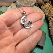 Load image into Gallery viewer, Moon Necklace, Mushroom Necklace, Celestial Pendant, Mystical Jewelry, Pagan Jewelry, Gothic Pendant, Forest Pendant, Halloween Gift