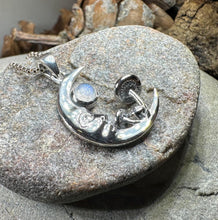 Load image into Gallery viewer, Moon Necklace, Mushroom Necklace, Celestial Pendant, Mystical Jewelry, Pagan Jewelry, Gothic Pendant, Forest Pendant, Halloween Gift