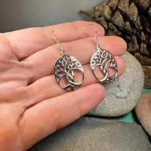 Load image into Gallery viewer, Tree of Life Earrings, Celtic Jewelry, Irish Jewelry, Silver Dangle Earrings, Anniversary Gift, Mom Gift, Scottish Jewelry, Wiccan Gift