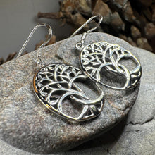 Load image into Gallery viewer, Tree of Life Earrings, Celtic Jewelry, Irish Jewelry, Silver Dangle Earrings, Anniversary Gift, Mom Gift, Scottish Jewelry, Wiccan Gift