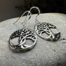 Load image into Gallery viewer, Tree of Life Earrings, Celtic Jewelry, Irish Jewelry, Silver Dangle Earrings, Anniversary Gift, Mom Gift, Scottish Jewelry, Wiccan Gift