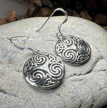 Load image into Gallery viewer, Celtic Spiral Earrings, Irish Jewelry, Scottish Jewelry, Ireland Gift, Triskelion Jewelry, Triskele, Celtic Jewelry, Triple Spiral Jewelry