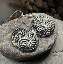 Load image into Gallery viewer, Celtic Spiral Earrings, Irish Jewelry, Scottish Jewelry, Ireland Gift, Triskelion Jewelry, Triskele, Celtic Jewelry, Triple Spiral Jewelry