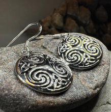 Load image into Gallery viewer, Celtic Spiral Earrings, Irish Jewelry, Scottish Jewelry, Ireland Gift, Triskelion Jewelry, Triskele, Celtic Jewelry, Triple Spiral Jewelry