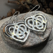 Load image into Gallery viewer, Heart Earrings, Irish Jewelry, Celtic Jewelry, Scotland Jewelry, Love Knot Jewelry, Anniversary Gift, Mom Gift, Wife Gift, Celtic Knot Gift