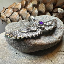 Load image into Gallery viewer, Winged Sun Necklace, Egyptian Pendant, Mystical Amulet, Egyptian Symbol, Pagan Jewelry, Goddess Jewelry, Recovery Gift, Silver Isis Pendant