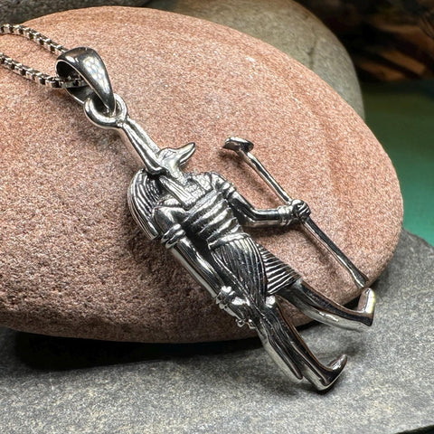 Load image into Gallery viewer, Anubis Necklace, Egyptian Eye Pendant, Mystical Amulet, Egyptian Symbol, Pagan Jewelry, Cancer Survivor Gift, Recovery Gift