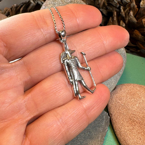 Load image into Gallery viewer, Anubis Necklace, Egyptian Eye Pendant, Mystical Amulet, Egyptian Symbol, Pagan Jewelry, Cancer Survivor Gift, Recovery Gift