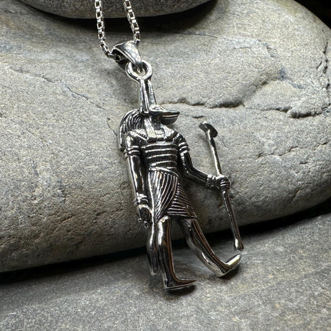 Load image into Gallery viewer, Anubis Necklace, Egyptian Eye Pendant, Mystical Amulet, Egyptian Symbol, Pagan Jewelry, Cancer Survivor Gift, Recovery Gift