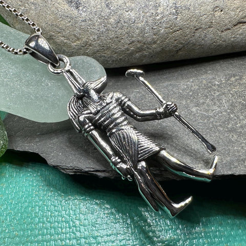 Load image into Gallery viewer, Anubis Necklace, Egyptian Eye Pendant, Mystical Amulet, Egyptian Symbol, Pagan Jewelry, Cancer Survivor Gift, Recovery Gift