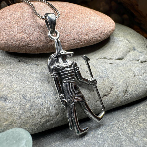 Load image into Gallery viewer, Anubis Necklace, Egyptian Eye Pendant, Mystical Amulet, Egyptian Symbol, Pagan Jewelry, Cancer Survivor Gift, Recovery Gift