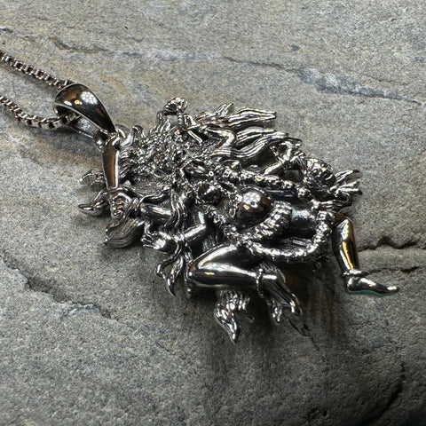 Load image into Gallery viewer, Kali Necklace, Hindu Pendant, Mystical Amulet, Goddess Pendant, Pagan Jewelry, Mother Goddess, Silver Hindu Goddess Pendant