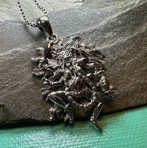 Load image into Gallery viewer, Kali Necklace, Hindu Pendant, Mystical Amulet, Goddess Pendant, Pagan Jewelry, Mother Goddess, Silver Hindu Goddess Pendant