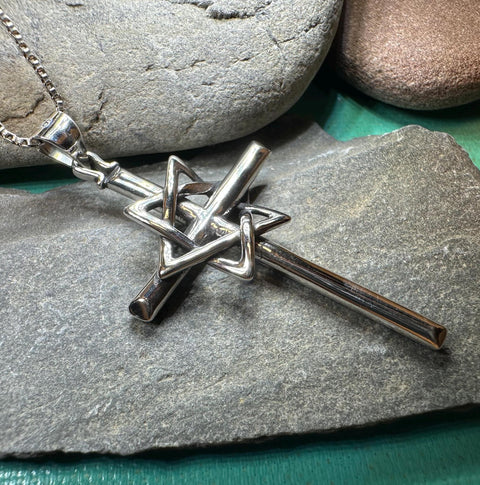 Load image into Gallery viewer, Star of David Cross Necklace, Cross Jewelry, Israel Support Gift, Anniversary Gift, Christian Gift, Religious Jewelry, Jewish Star Cross