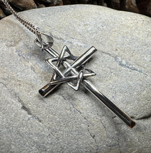 Load image into Gallery viewer, Star of David Cross Necklace, Cross Jewelry, Israel Support Gift, Anniversary Gift, Christian Gift, Religious Jewelry, Jewish Star Cross