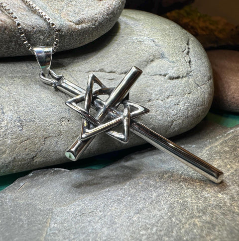 Load image into Gallery viewer, Star of David Cross Necklace, Cross Jewelry, Israel Support Gift, Anniversary Gift, Christian Gift, Religious Jewelry, Jewish Star Cross