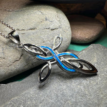 Load image into Gallery viewer, Celtic Cross Necklace, Irish Jewelry, Celtic Jewelry, First Communion Gift, Confirmation Gift, Irish Cross, Religious Jewelry, Opal Mom Gift